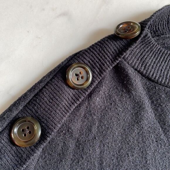 J. Crew Black Boatneck Sweater with Shoulder Buttons - Picture 4 of 6